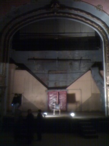 Looking down at the stage from the balcony